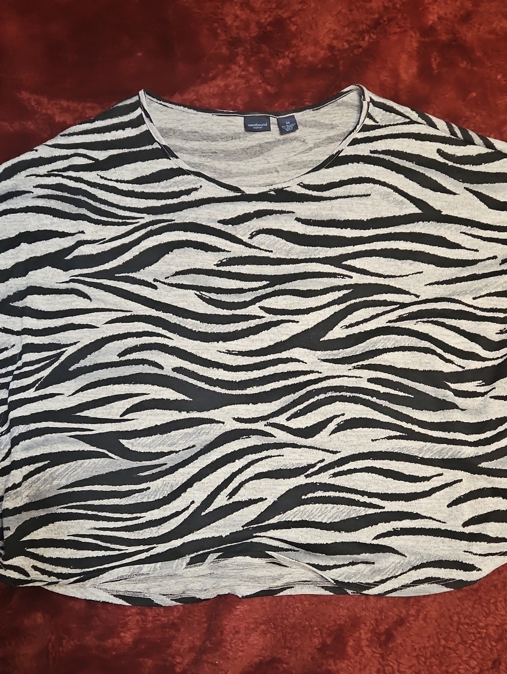 Women's Zebra-Print Crewneck Sweater - Black & Gray